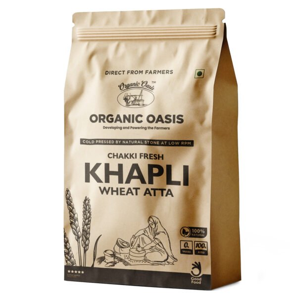 Oraganic Oasis Khapli Atta (Emmer Wheat Flour) | Stone Ground | Lab Tested | No Preservatives  (2 kg)