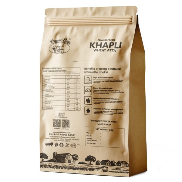 Oraganic Oasis Khapli Atta (Emmer Wheat Flour) | Stone Ground | Lab Tested | No Preservatives  (2 kg) - Image 2