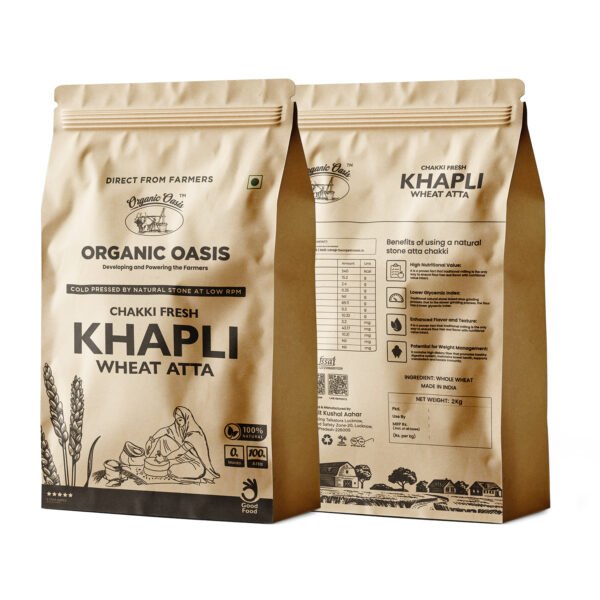 Oraganic Oasis Khapli Atta (Emmer Wheat Flour) | Stone Ground | Lab Tested | No Preservatives  (2 kg) - Image 3