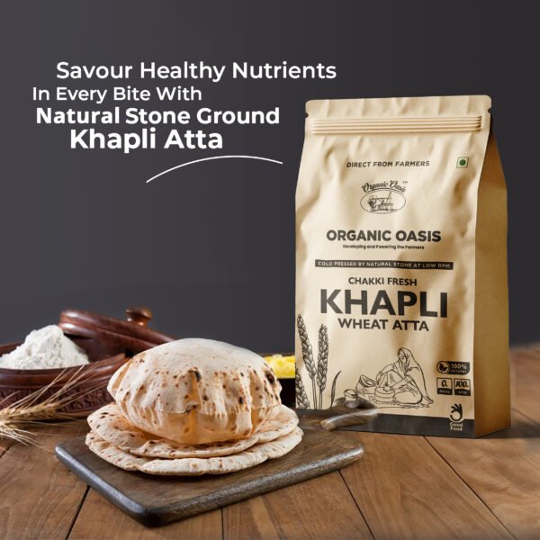 Oraganic Oasis Khapli Atta (Emmer Wheat Flour) | Stone Ground | Lab Tested | No Preservatives  (2 kg) - Image 4