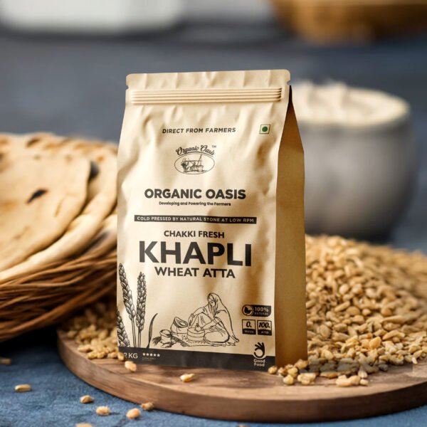 Oraganic Oasis Khapli Atta (Emmer Wheat Flour) | Stone Ground | Lab Tested | No Preservatives  (2 kg) - Image 5
