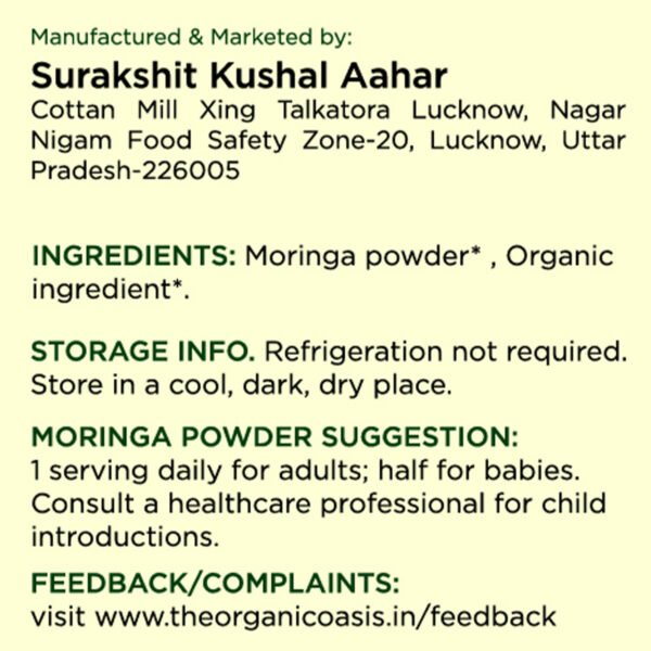 Oraganic Oasis Moringa Powder by Organic Oasis Nutrition Drink  (200 g, No Artificial Flavored) - Image 6