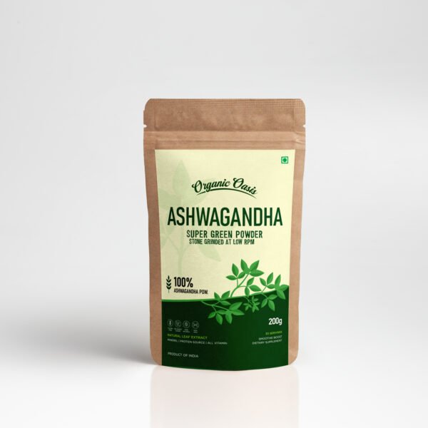 Oraganic Oasis Ashwagandha Powder by Organic Oasis Nutrition Drink  (200 g, No Artificial Flavored)