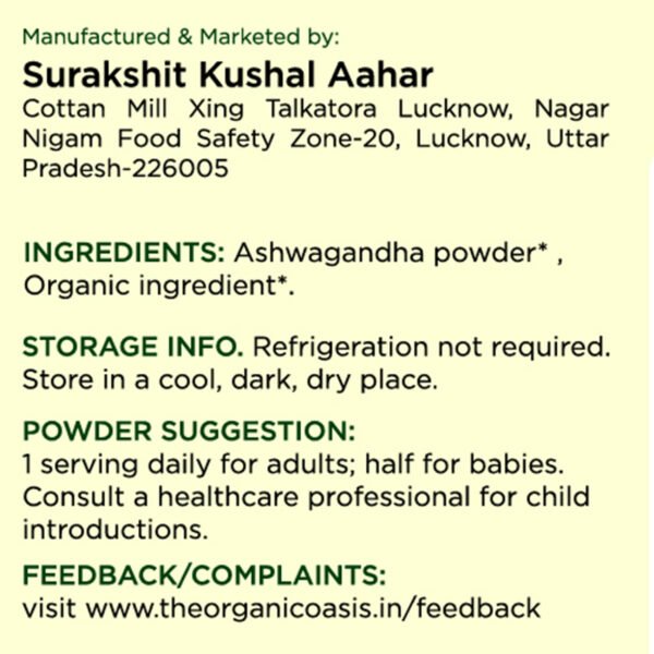Oraganic Oasis Ashwagandha Powder by Organic Oasis Nutrition Drink  (200 g, No Artificial Flavored) - Image 6